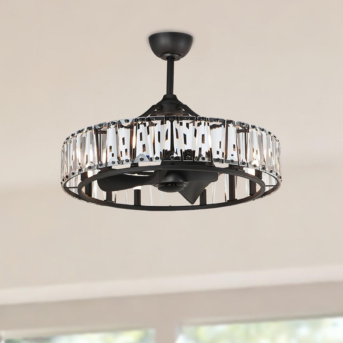 Odeon 8-Light Wifi-Enabled LED Fandelight 33 Inch Black Finish - Bees Lighting