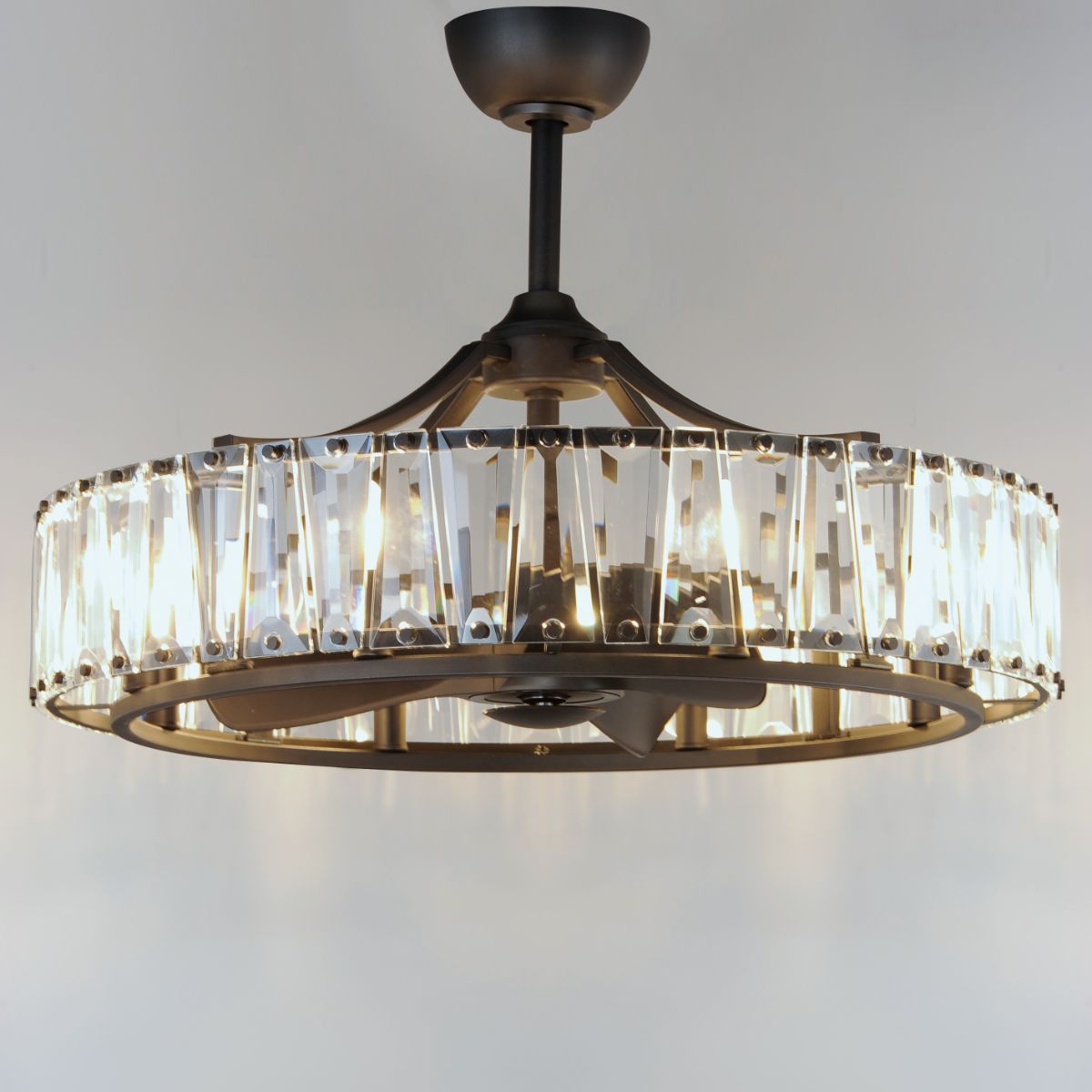 Odeon 8-Light Wifi-Enabled LED Fandelight 33 Inch Black Finish - Bees Lighting