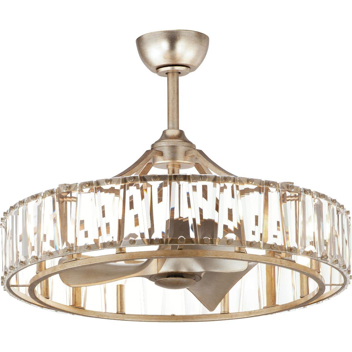 Odeon 8-Light Wifi-Enabled LED Fandelight 33 Inch Golden Silver Finish - Bees Lighting