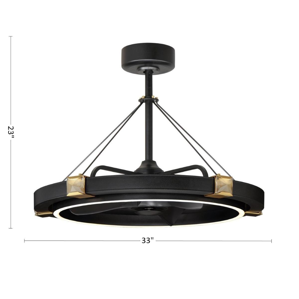 Jewel Wifi-Enabled LED Fandelight 33 Inch Black and Gold Finish - Bees Lighting
