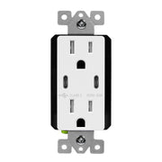 15 Amp Tamper-Resistant Duplex Receptacle with 5A Dual USB-C Outlet - Bees Lighting