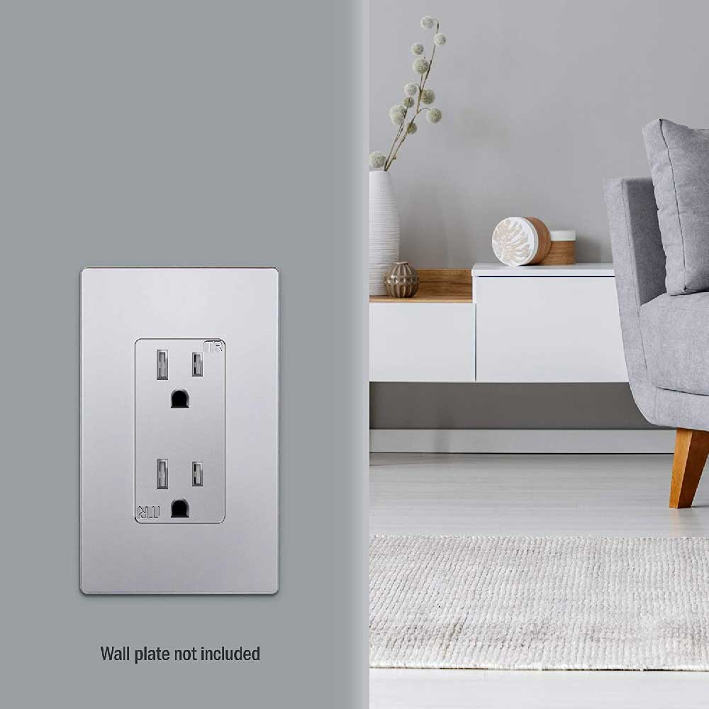 15 Amp Tamper-Resistant Duplex Outlet, Black - Bees Lighting