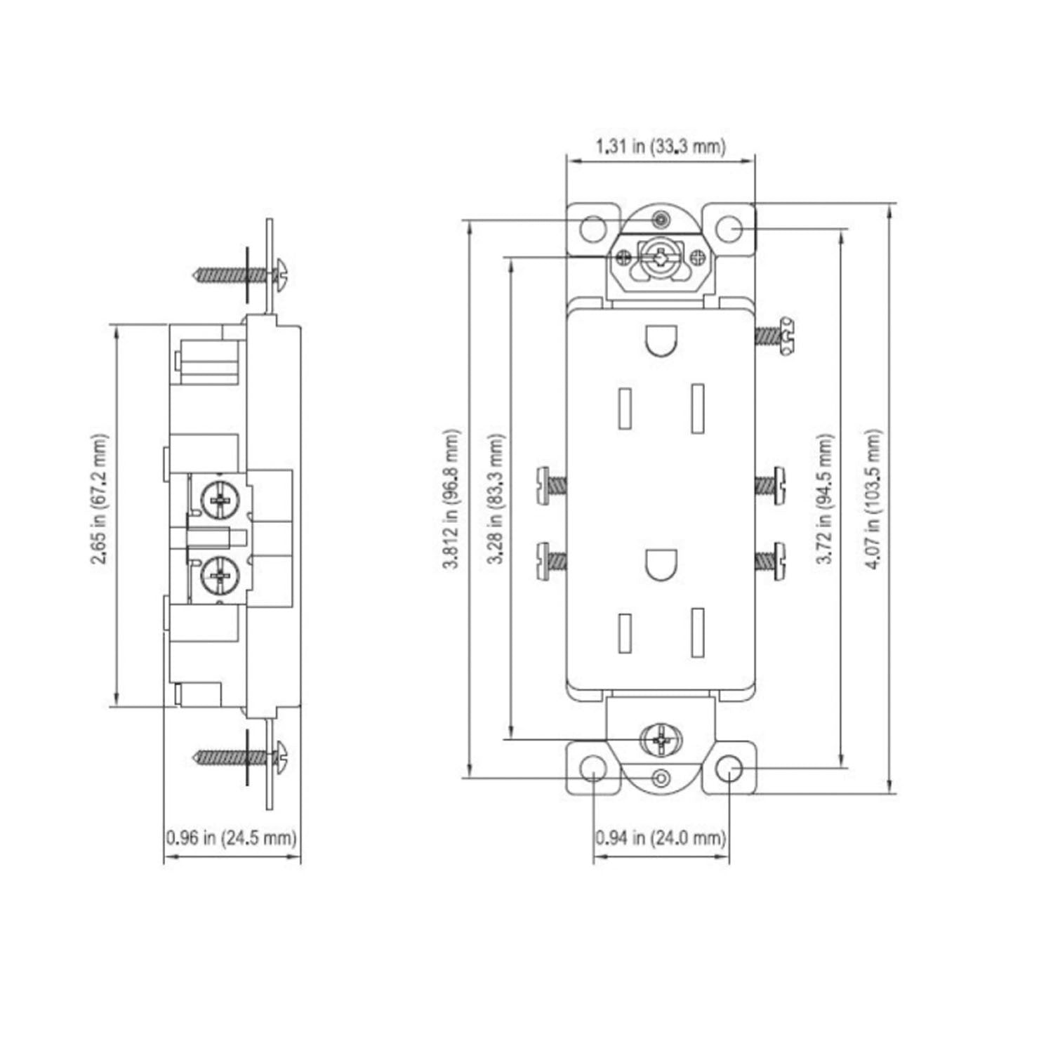 15 Amp Duplex Outlet, White - Bees Lighting