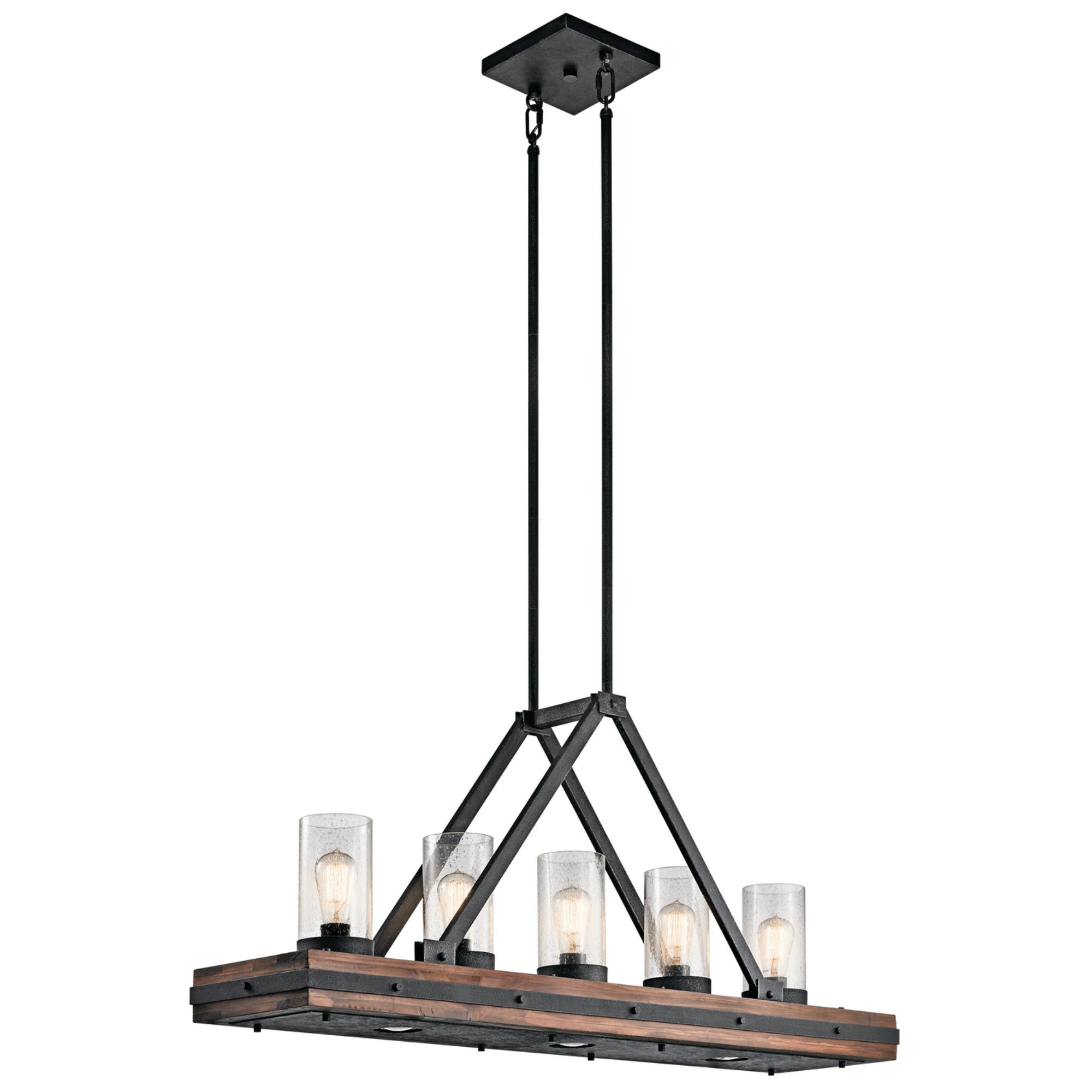 Colerne 47" 8-Light Linear Chandelier, Auburn Stained Finish - Bees Lighting