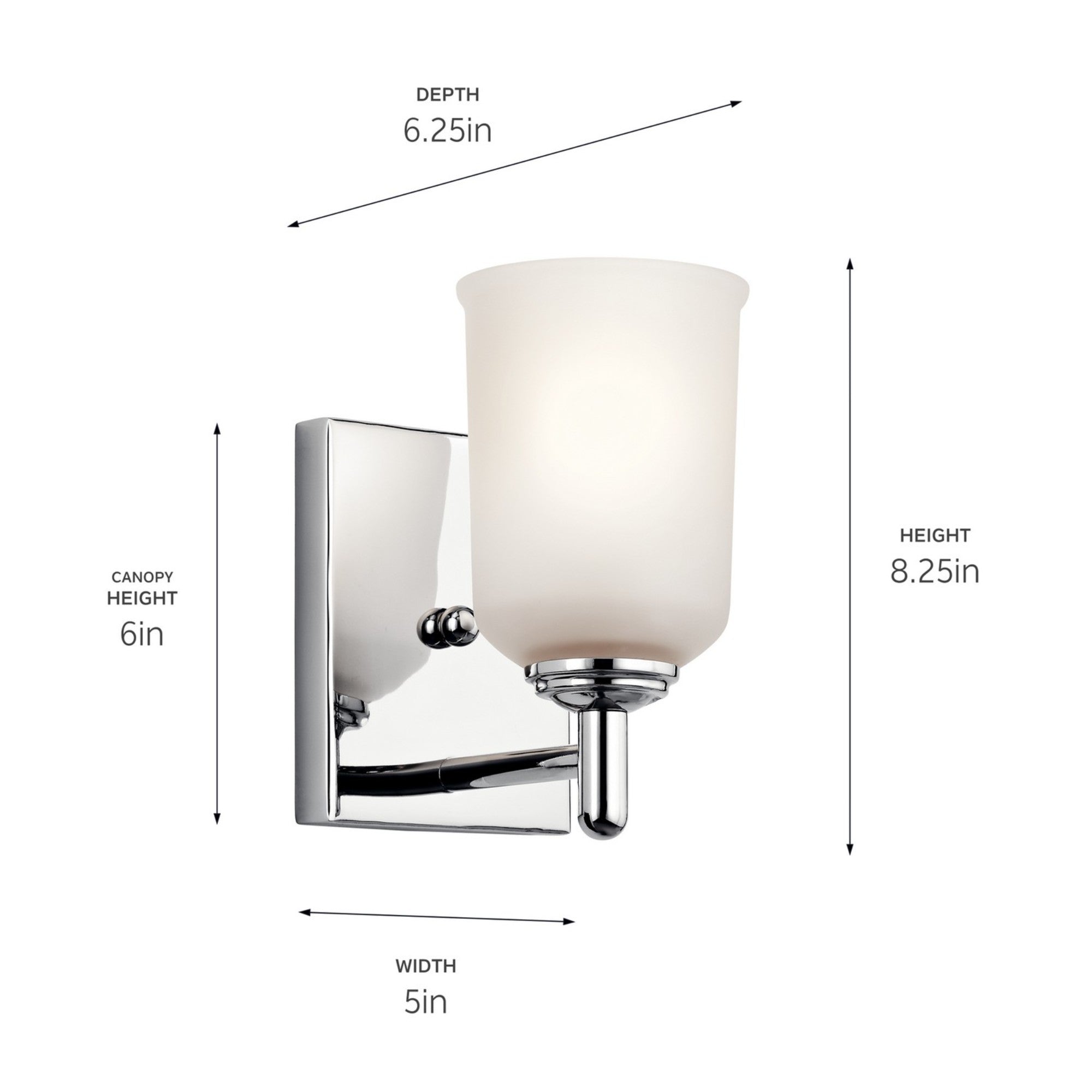 Shailene 5" Wall Sconce, Chrome Finish, Etched Glass - Bees Lighting