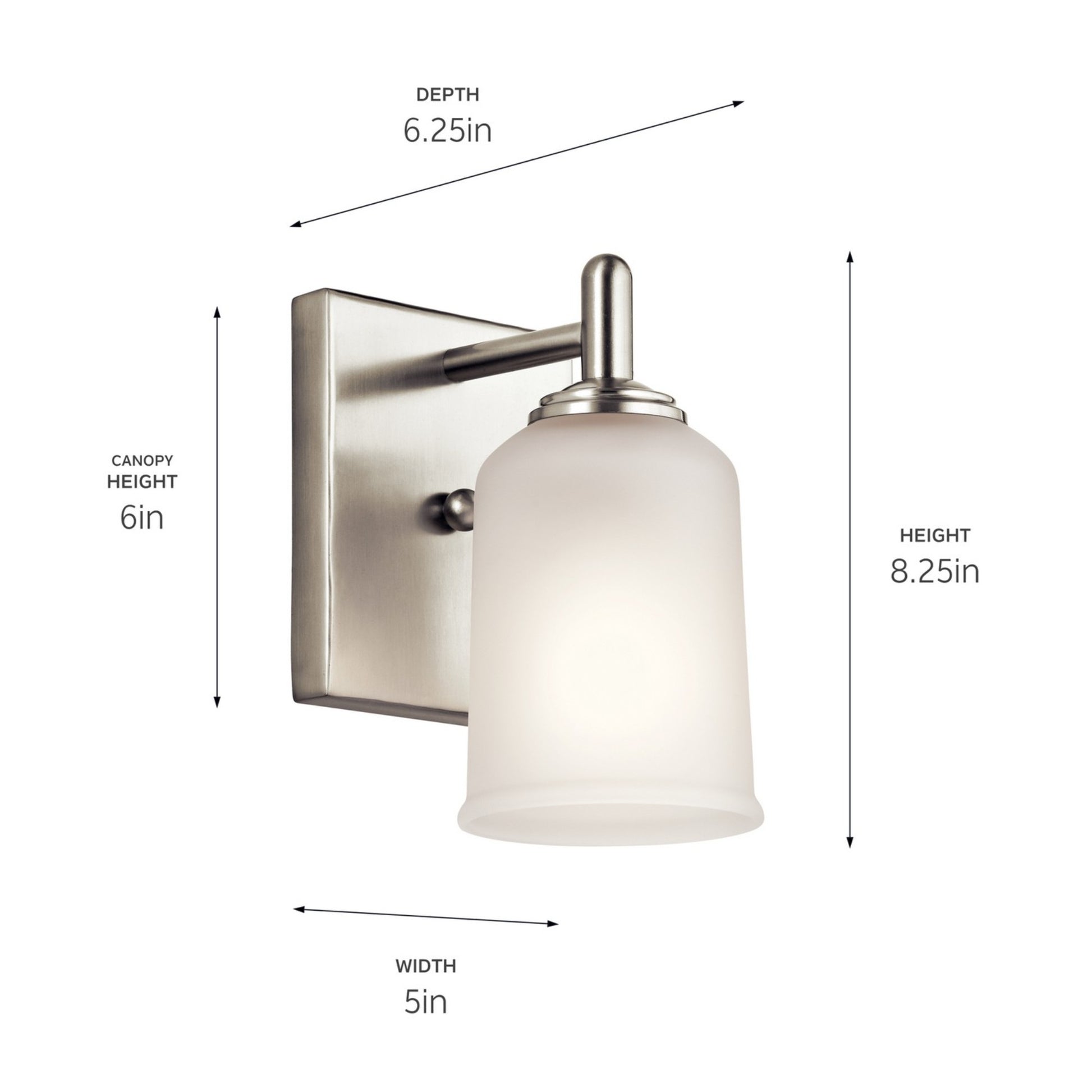 Shailene 5" Wall Sconce, Brushed Nickel Finish, Etched Glass - Bees Lighting