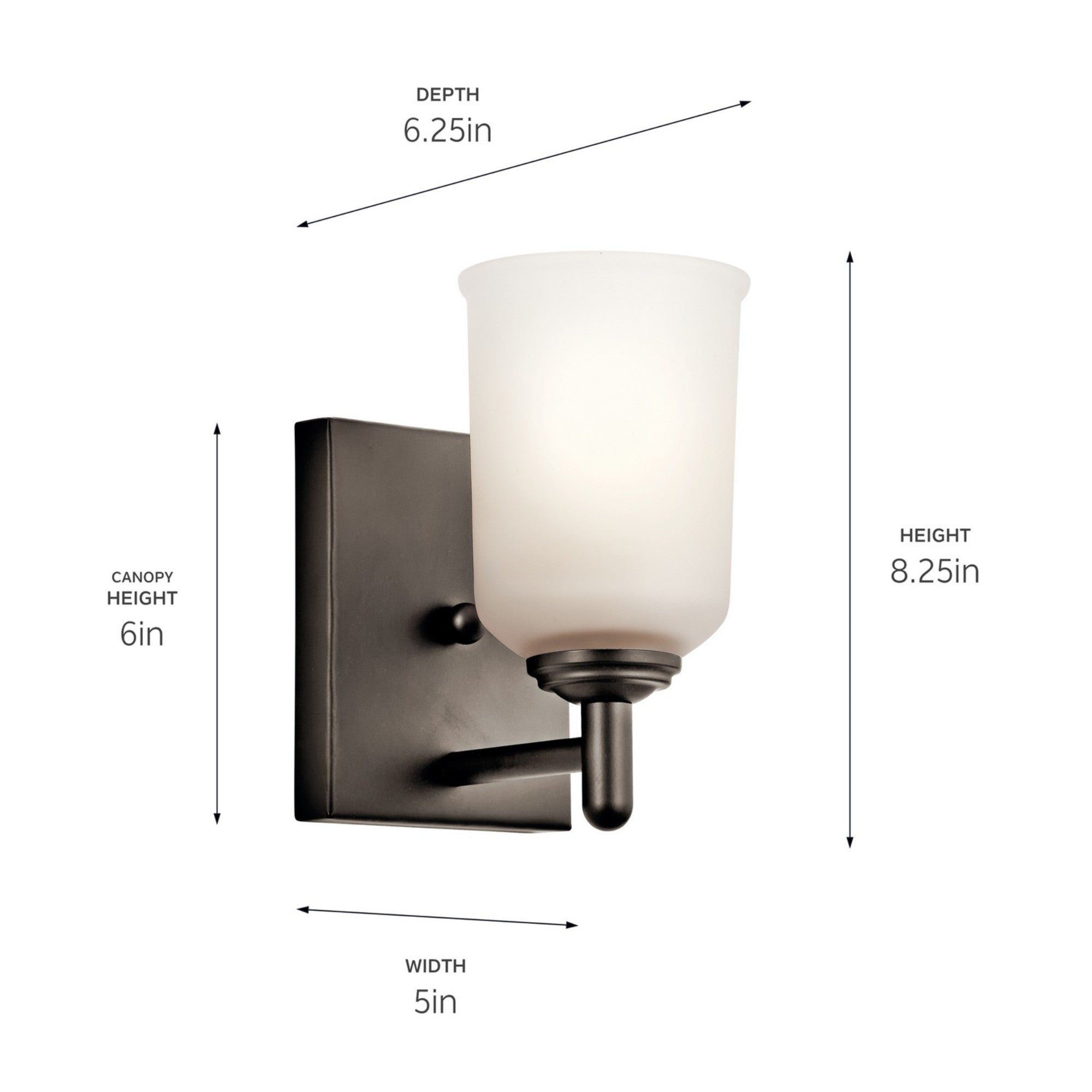Shailene 5" Wall Sconce, Olde Bronze Finish, Etched Glass - Bees Lighting