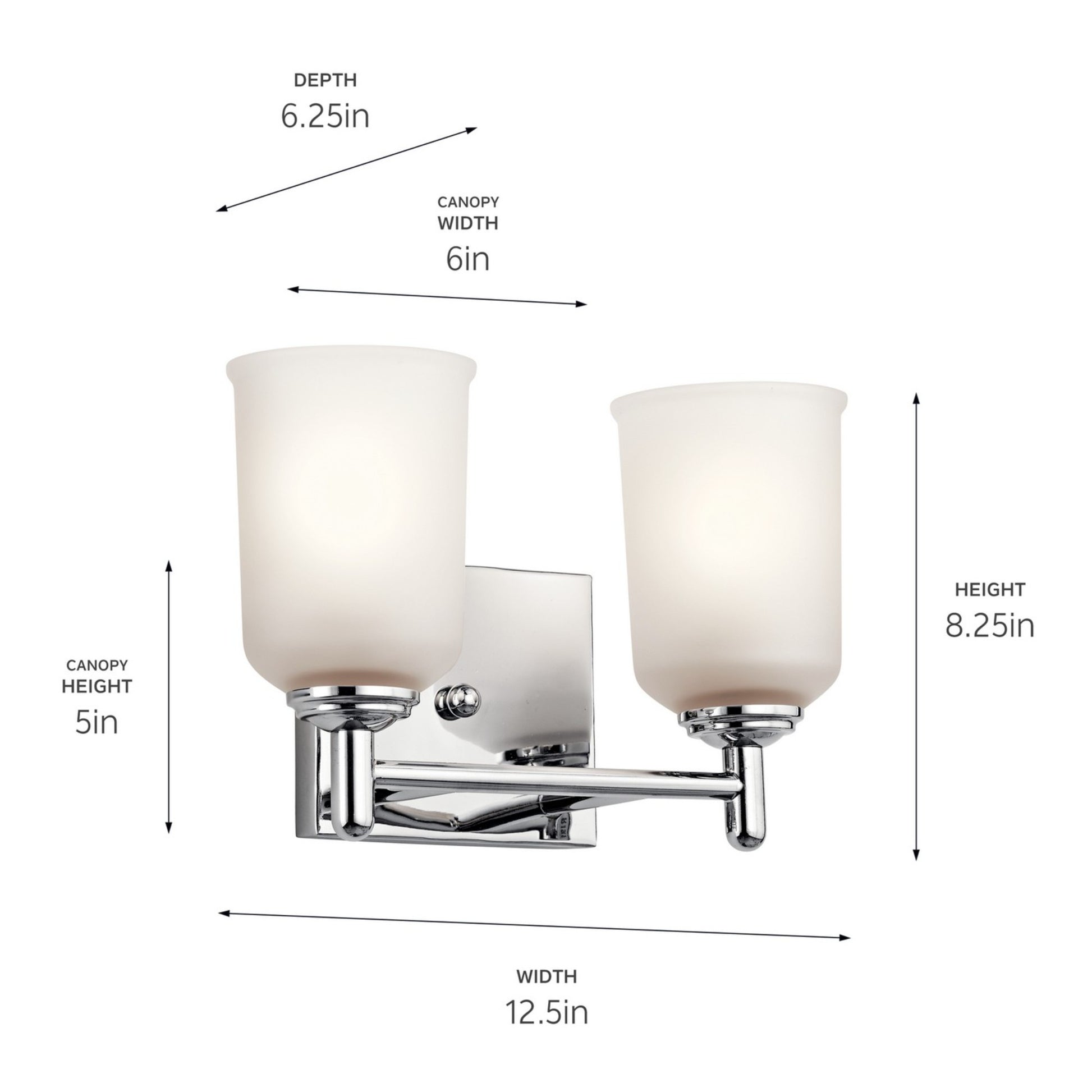 Shailene 13" 2-Light Bath Vanity Light, Chrome Finish, Etched Glass - Bees Lighting