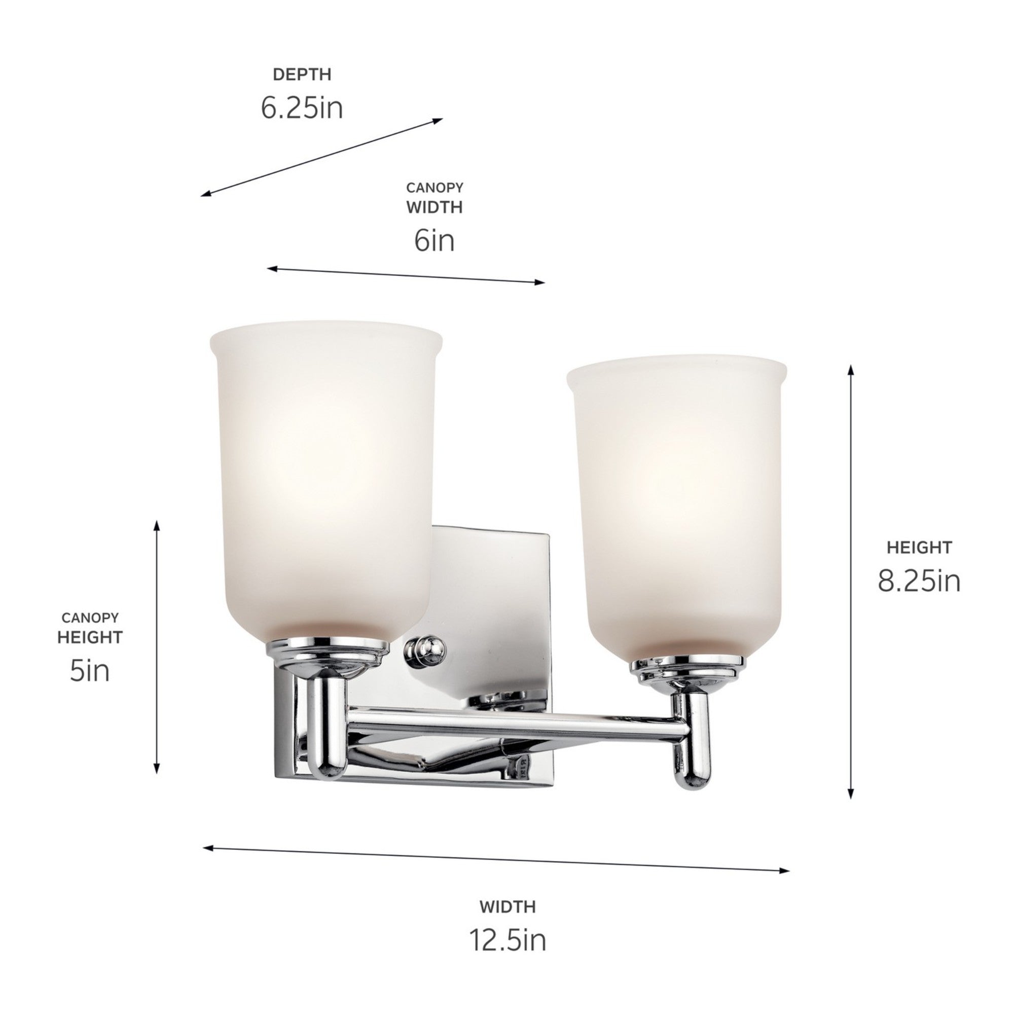Shailene 13" 2-Light Bath Vanity Light, Chrome Finish, Etched Glass - Bees Lighting