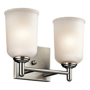 Shailene 13" 2-Light Bath Vanity Light, Brushed Nickel Finish, Etched Glass - Bees Lighting
