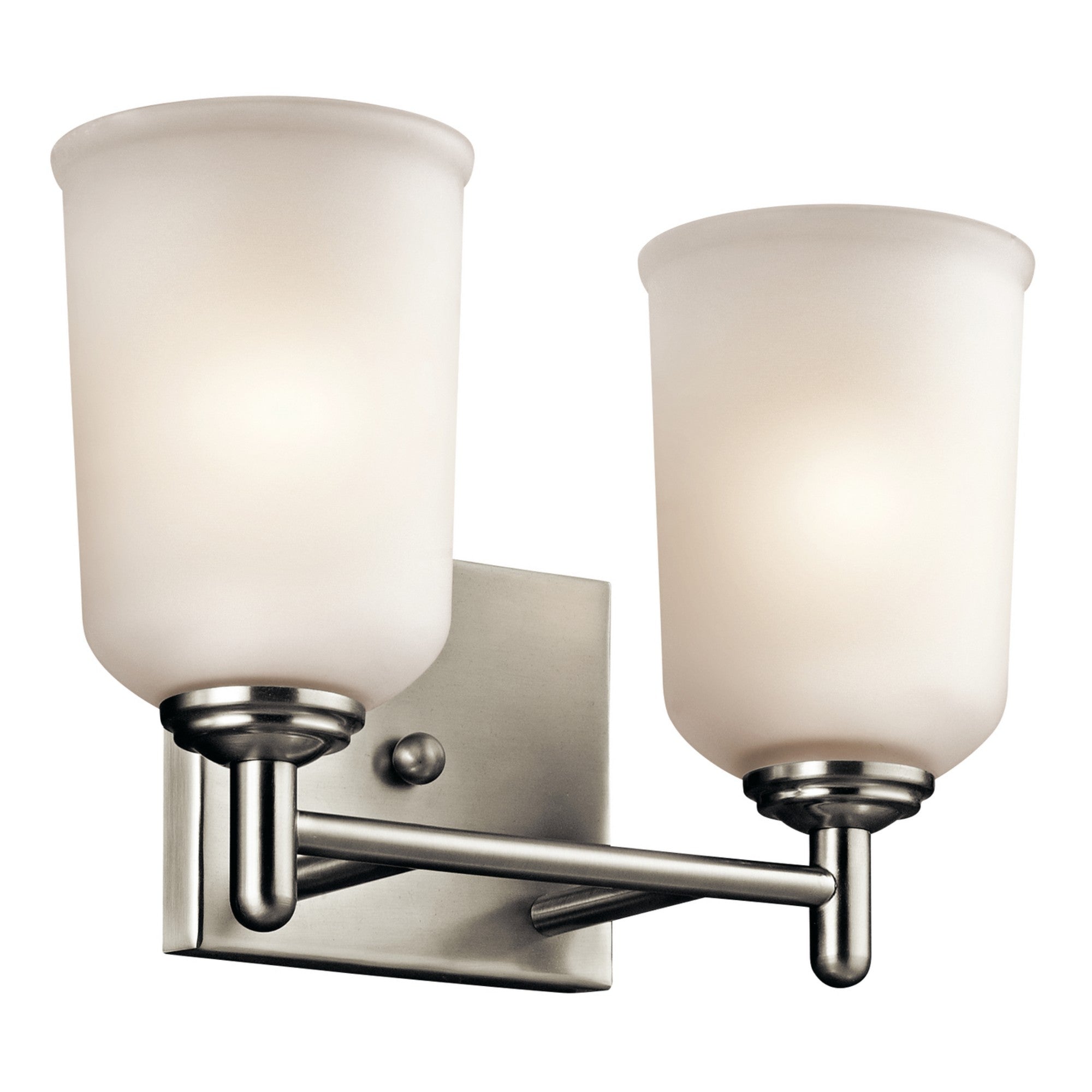 Shailene 13" 2-Light Bath Vanity Light, Brushed Nickel Finish, Etched Glass - Bees Lighting