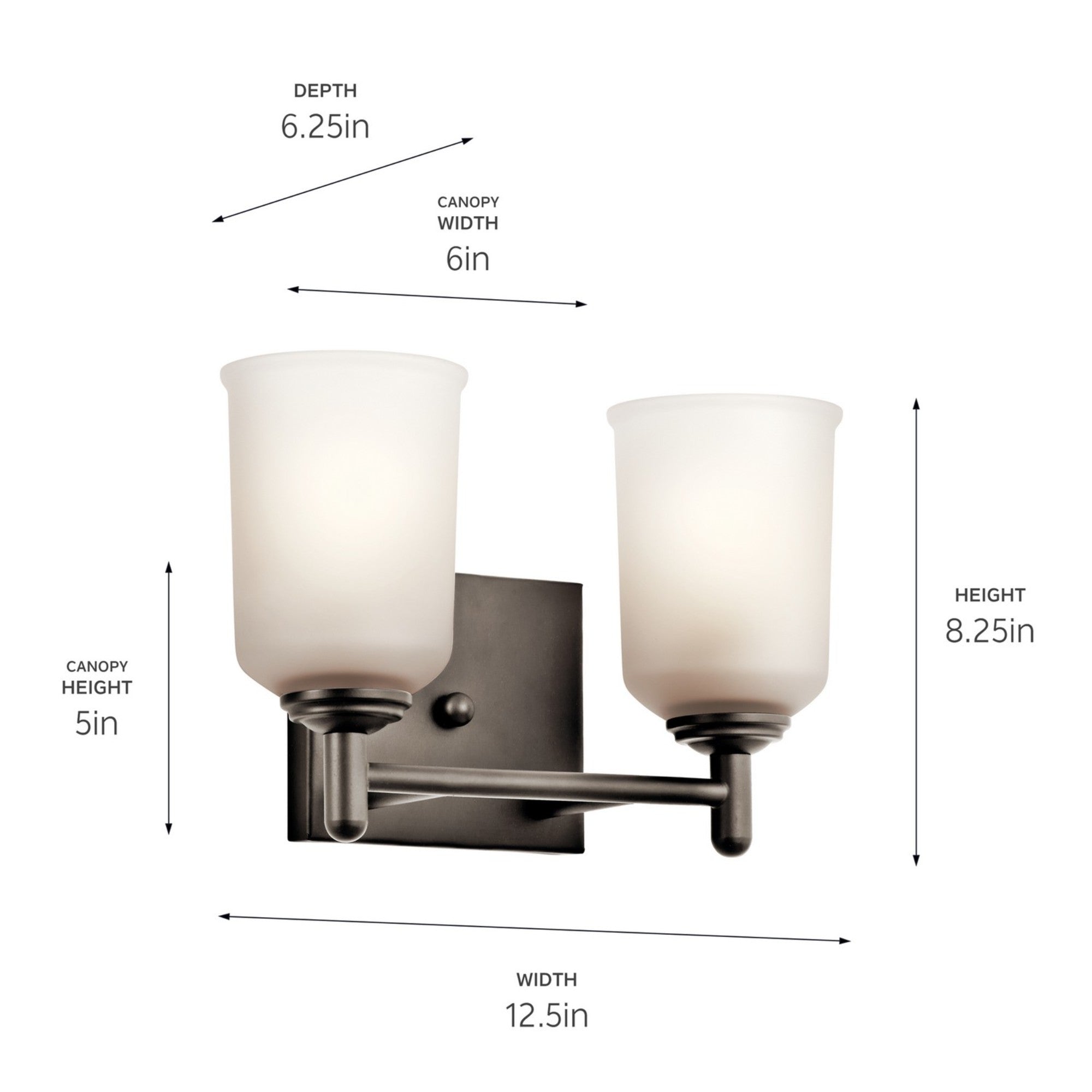 Shailene 13" 2-Light Bath Vanity Light, Olde Bronze Finish, Etched Glass - Bees Lighting
