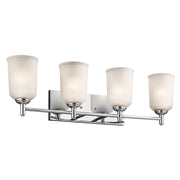 Shailene 30" 4-Light Bath Vanity Light, Chrome Finish, Etched Glass - Bees Lighting