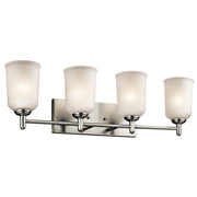 Shailene 30" 4-Light Bath Vanity Light, Brushed Nickel Finish, Etched Glass - Bees Lighting