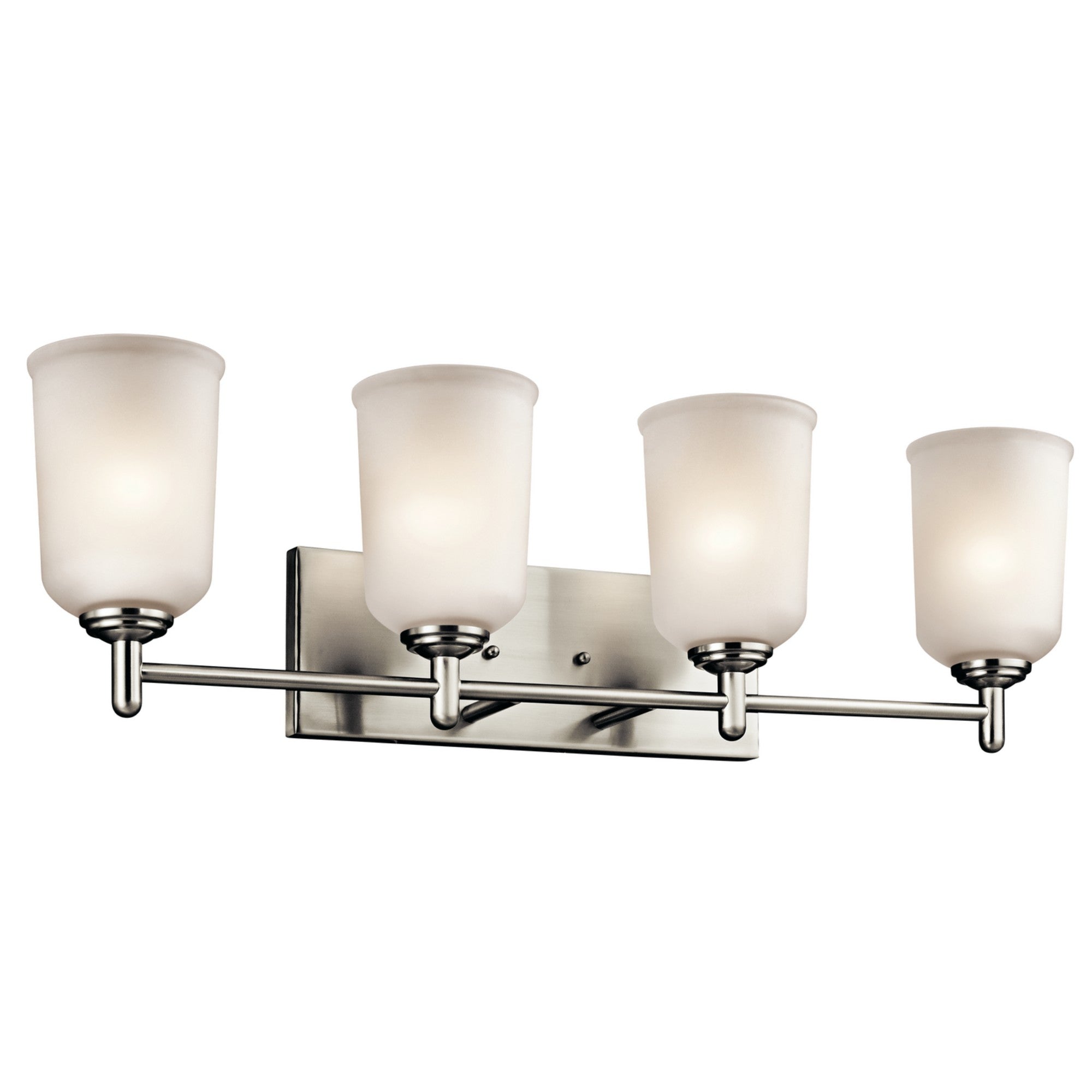 Shailene 30" 4-Light Bath Vanity Light, Brushed Nickel Finish, Etched Glass - Bees Lighting