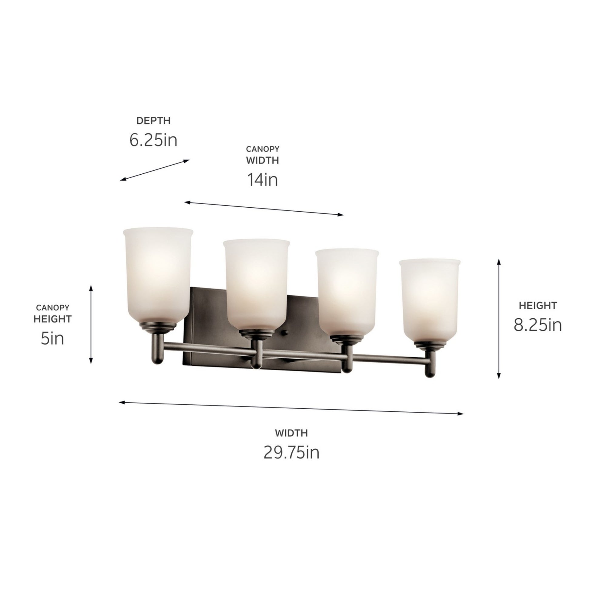 Shailene 30" 4-Light Bath Vanity Light, Olde Bronze Finish, Etched Glass - Bees Lighting