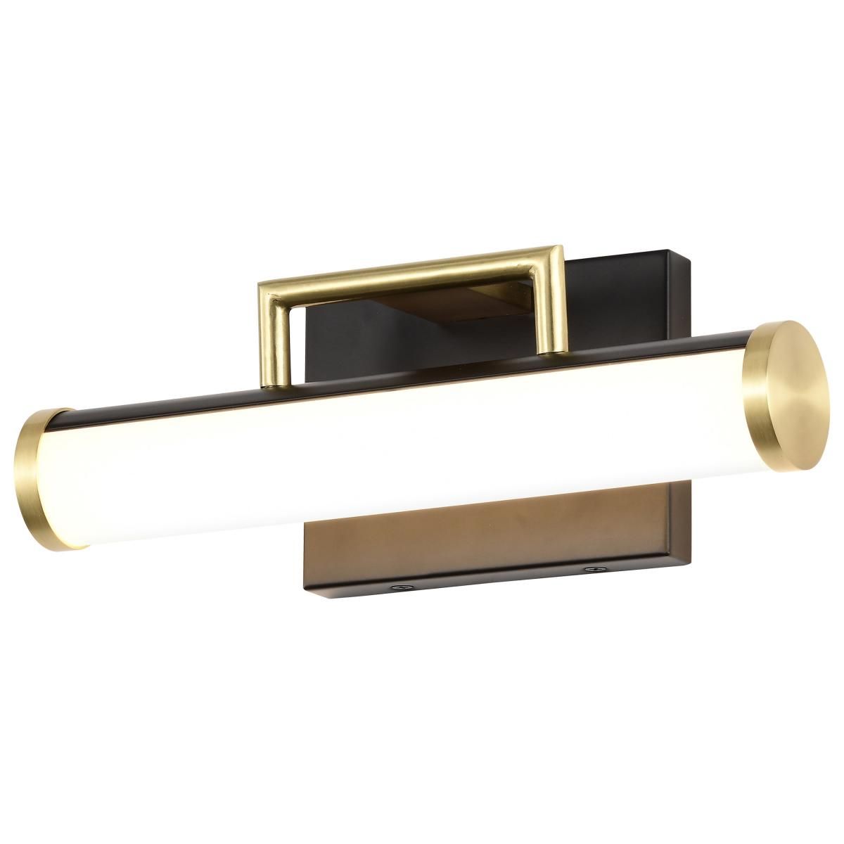 Solano LED Bath Bar Brass and Matte Black Finish, White Acrylic Lens - Bees Lighting