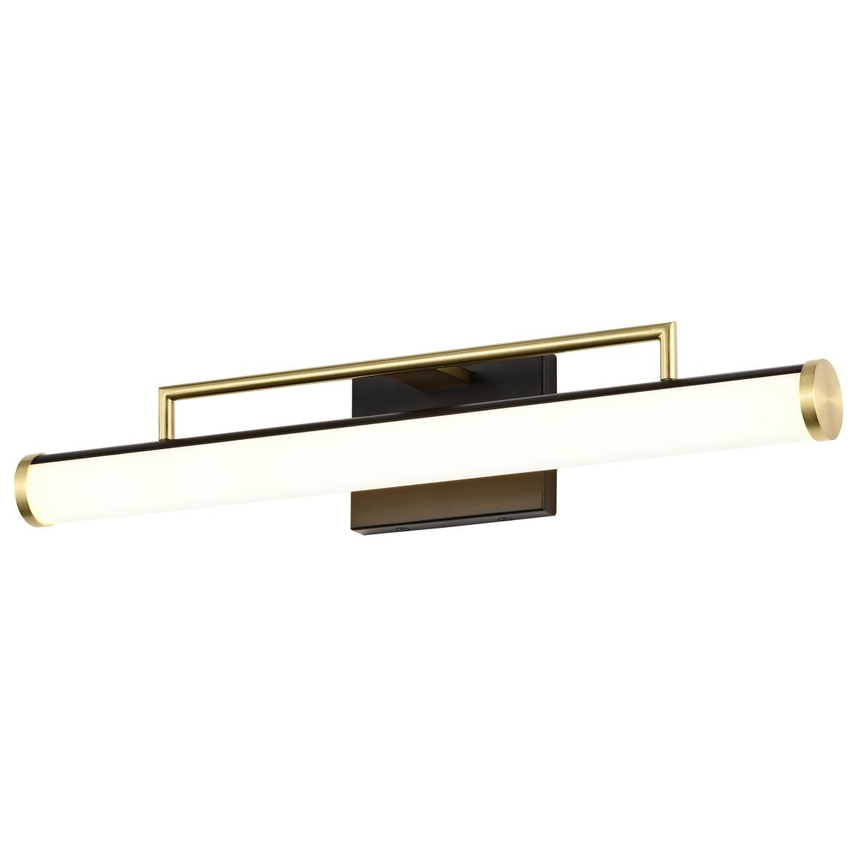 Solano LED Bath Bar Brass and Matte Black Finish, White Acrylic Lens - Bees Lighting