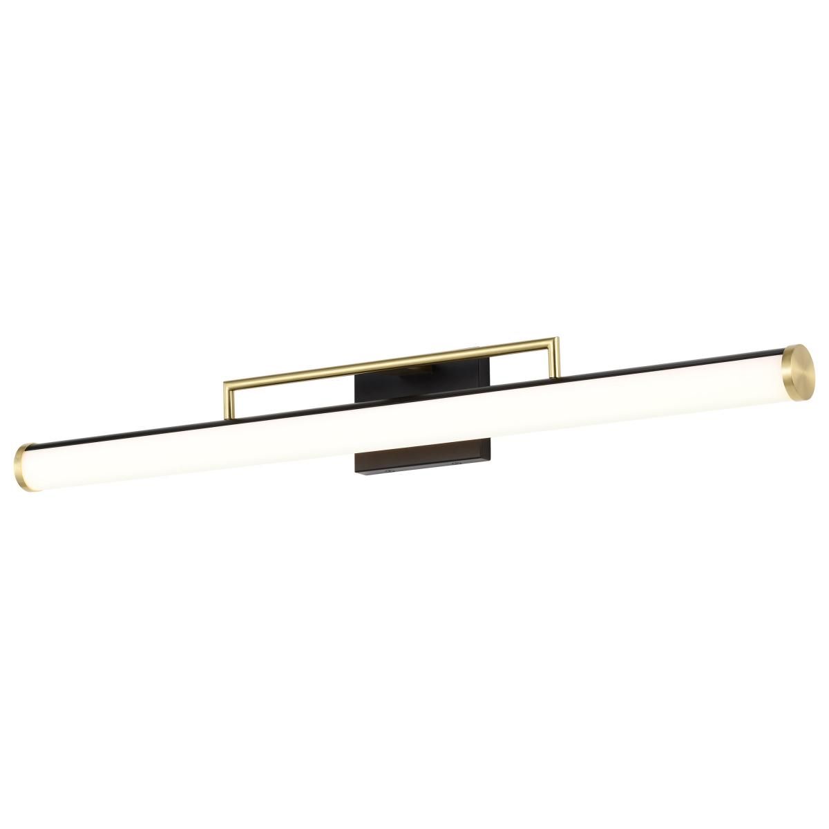 Solano LED Bath Bar Brass and Matte Black Finish, White Acrylic Lens - Bees Lighting