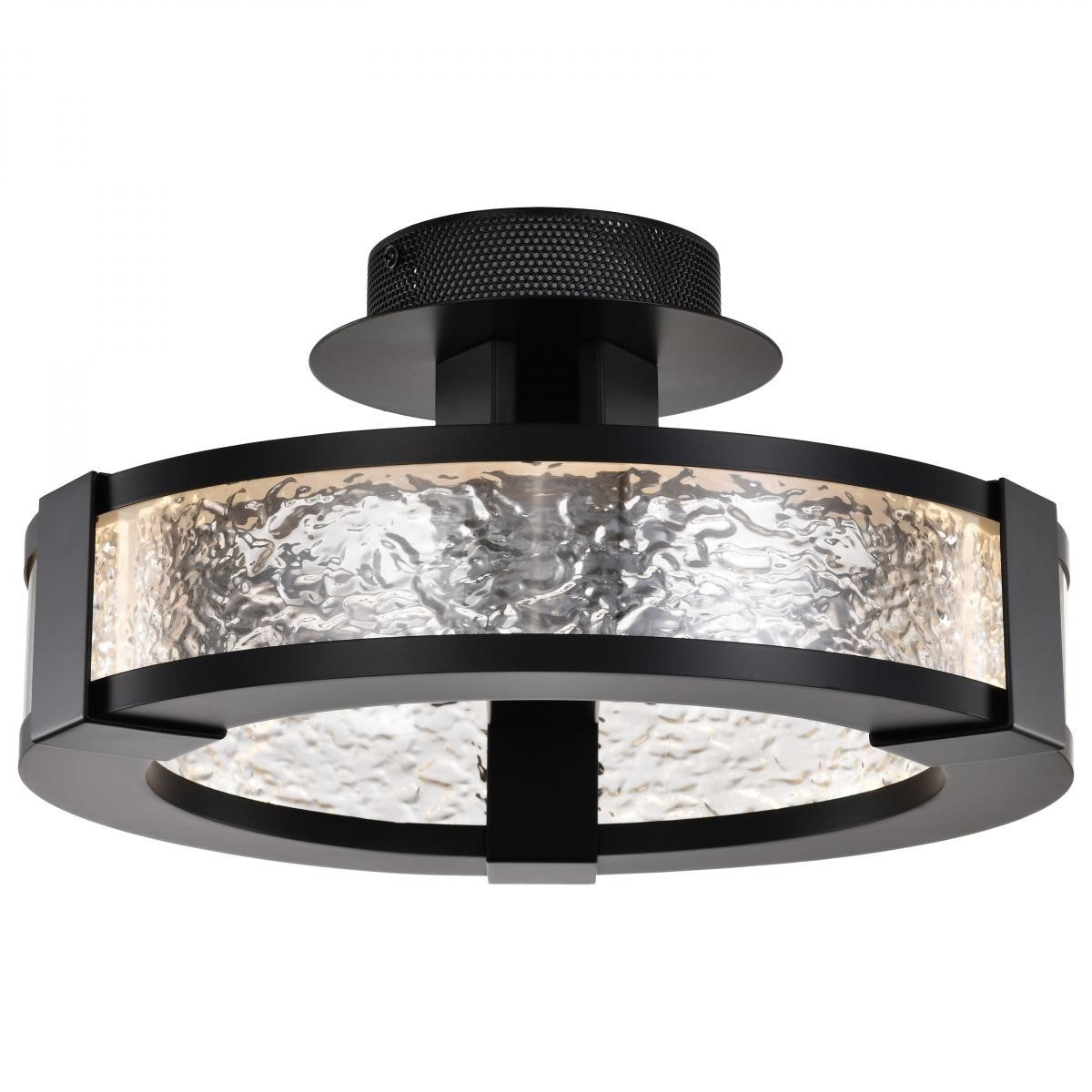 Darrow 14" LED Semi-Flush Mount Light, Matte Black Finish - Bees Lighting