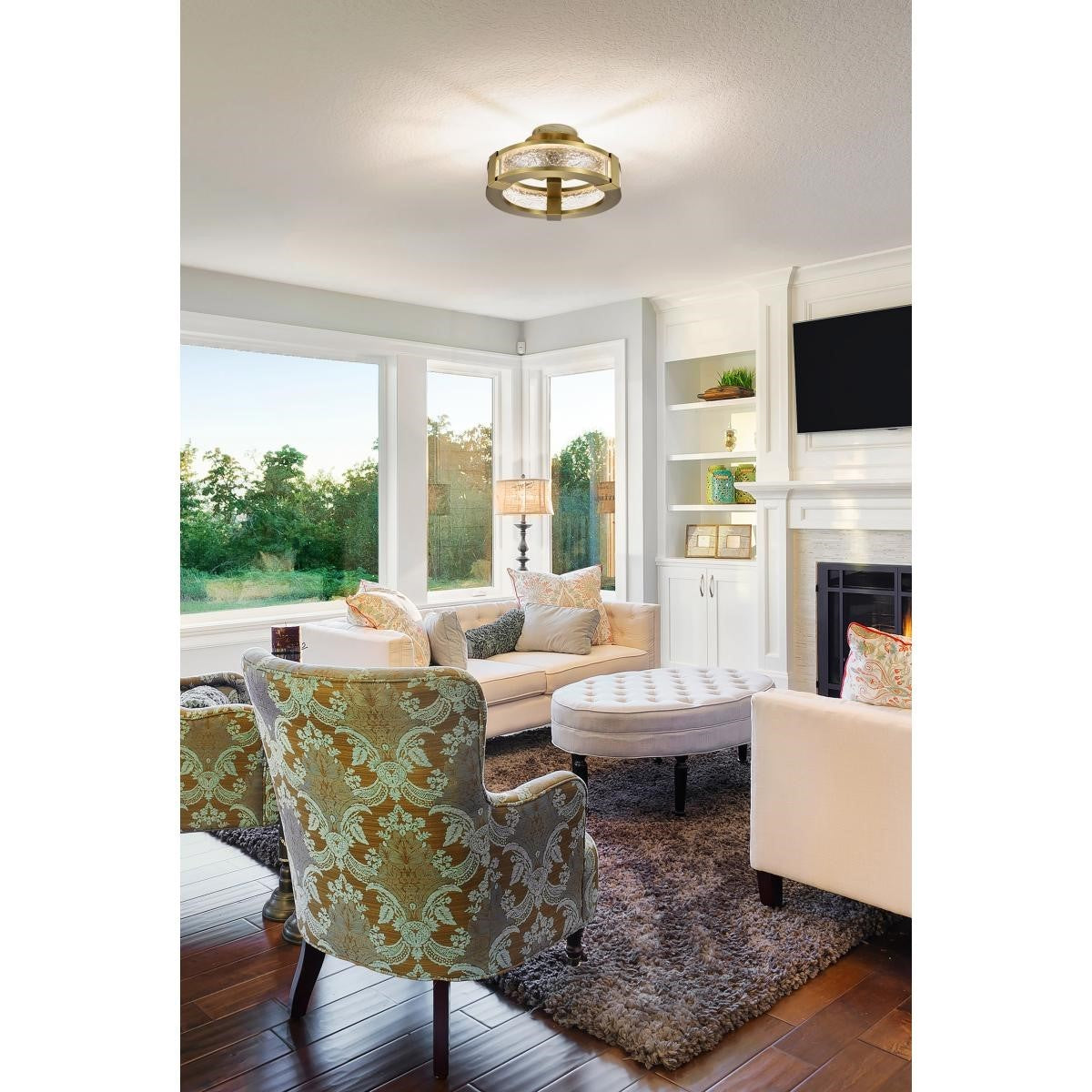 Darrow 14" LED Semi-Flush Mount Light, Acrylic Panels - Bees Lighting