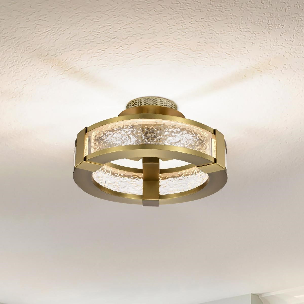 Darrow 14" LED Semi-Flush Mount Light, Acrylic Panels - Bees Lighting