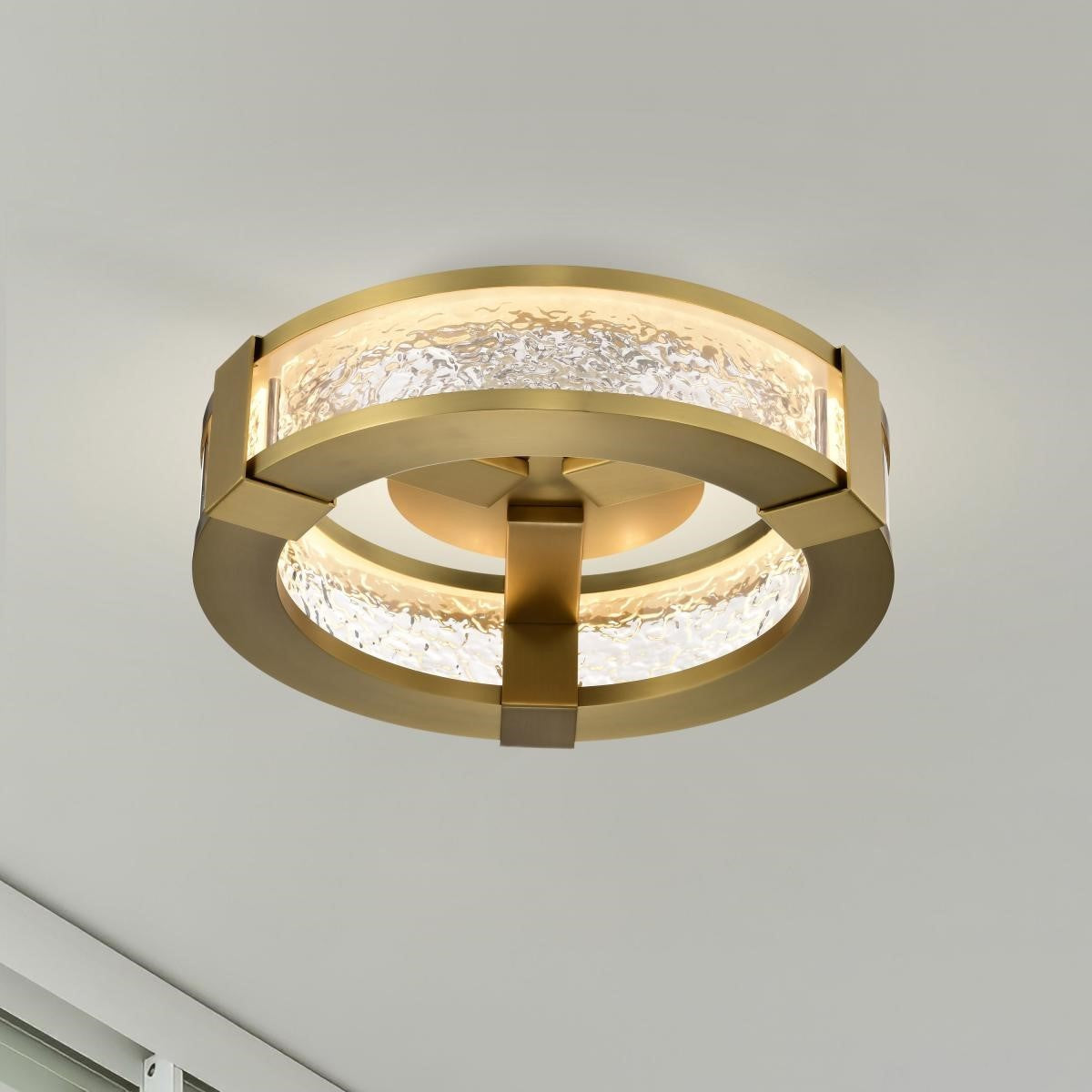 Darrow 13" LED Flush Mount, Vintage Brass Finish - Bees Lighting