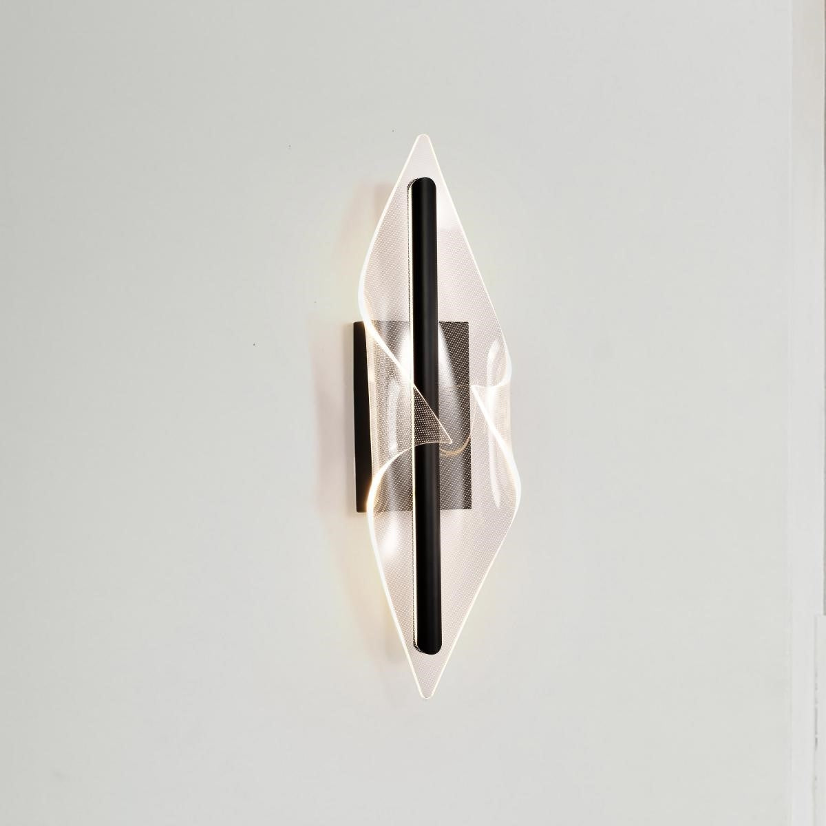 Geneva LED Wall Sconce, Matte Black Finish, Silk Screened Acrylic Lens - Bees Lighting