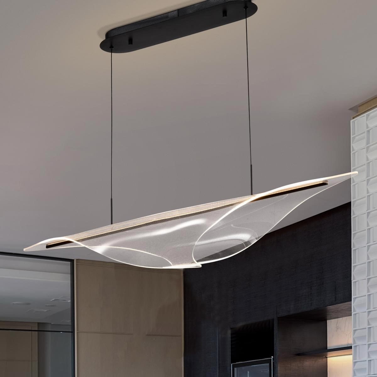 Geneva 46" LED Pendant, Matte Black Finish - Bees Lighting