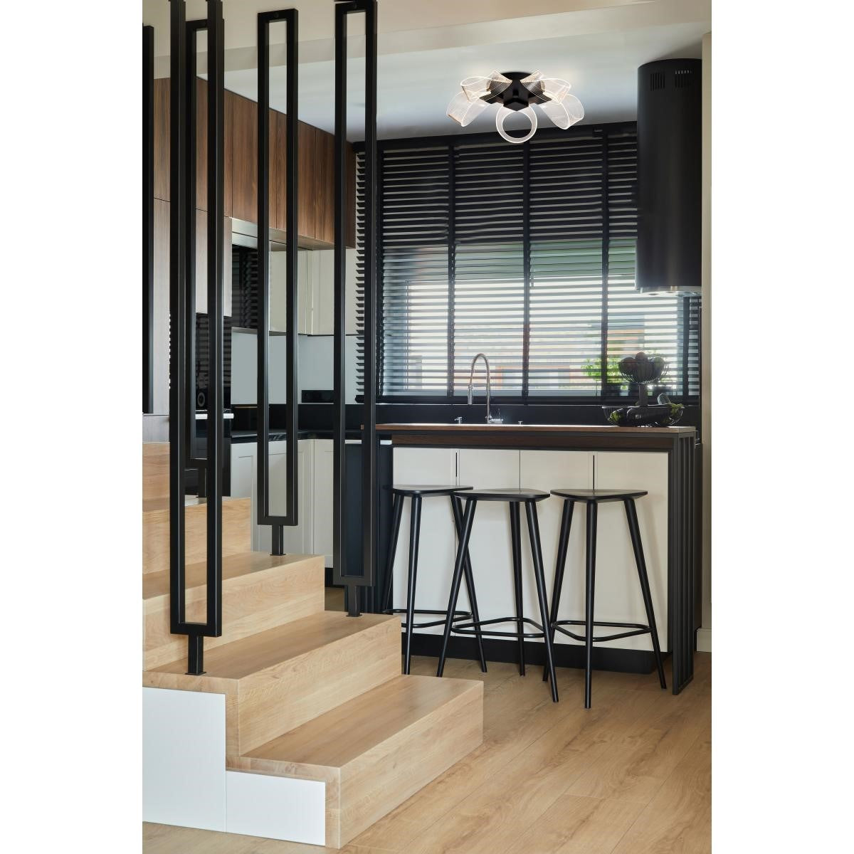 Barnett 21" LED Flush Mount, Matte Black Finish - Bees Lighting