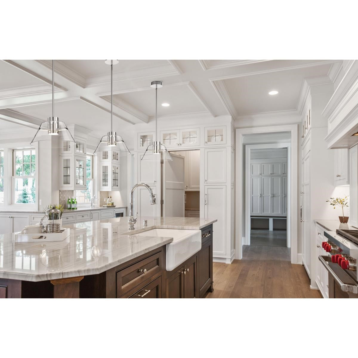 Edmond 14" LED Pendant Light, Polished Nickel Finish - Bees Lighting