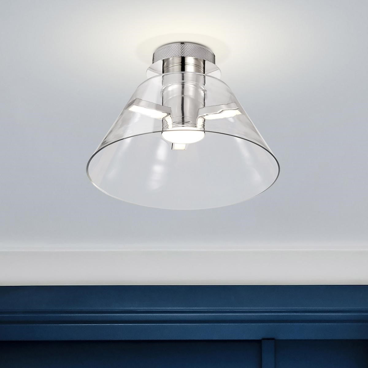 Edmond 14" LED Semi-flush Mount Light, Polished Nickel Finish - Bees Lighting