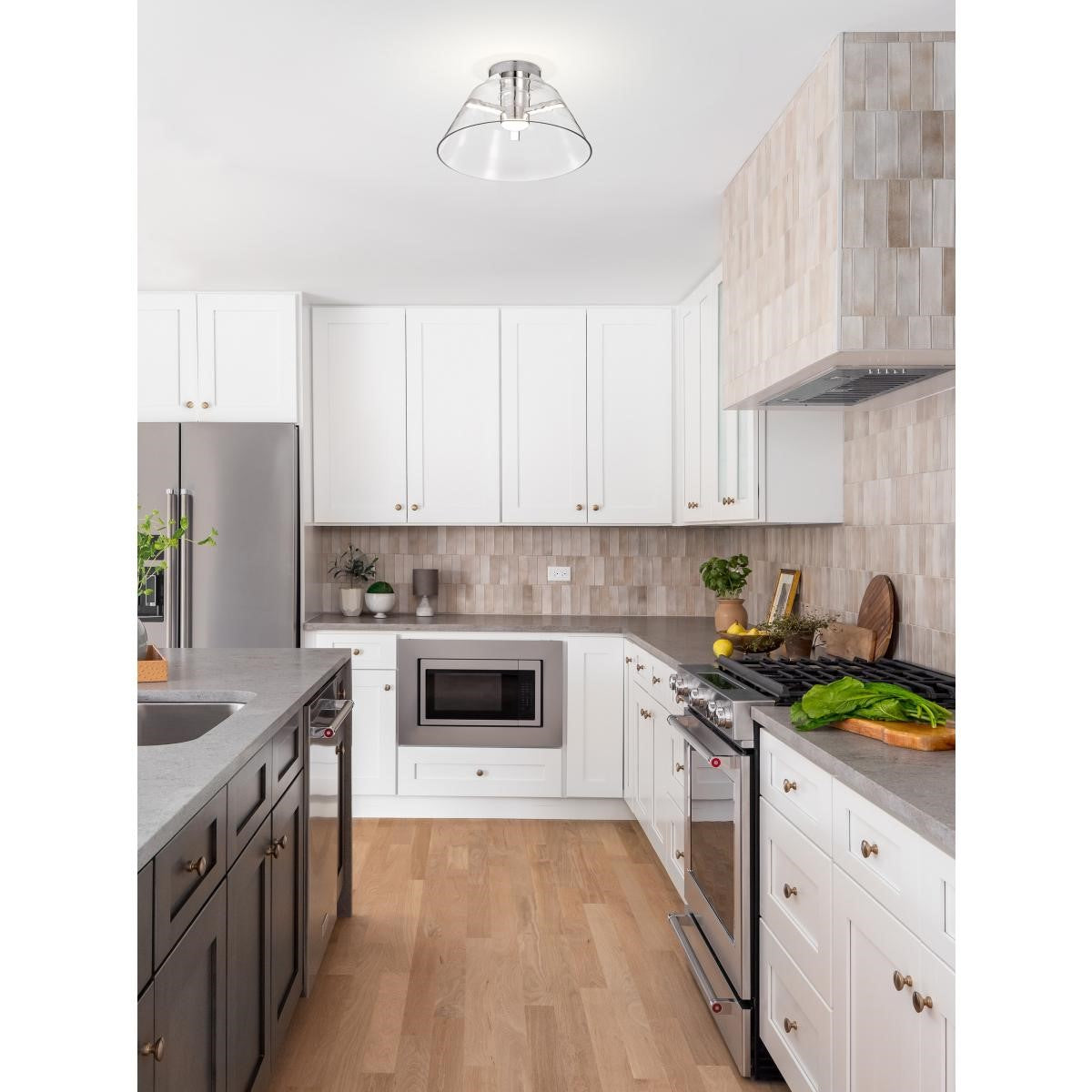Edmond LED Semi-flush Mount Light, Clear Glass - Bees Lighting