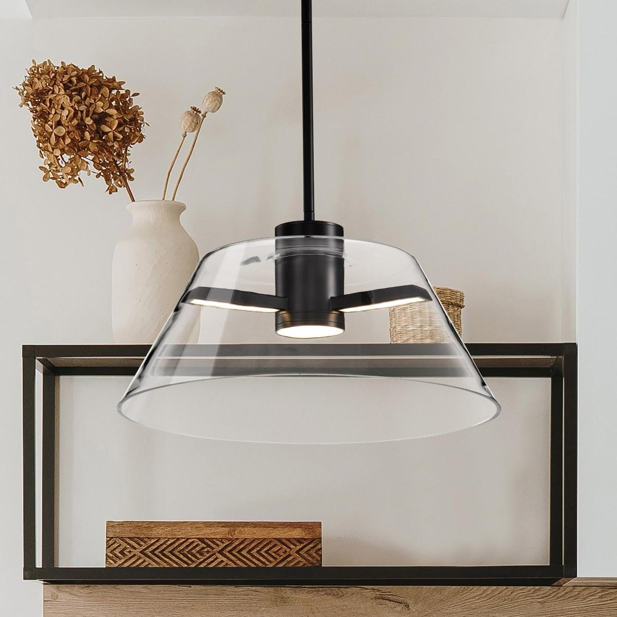 Edmond 17" LED Pendant Light, Matte Black Finish - Bees Lighting
