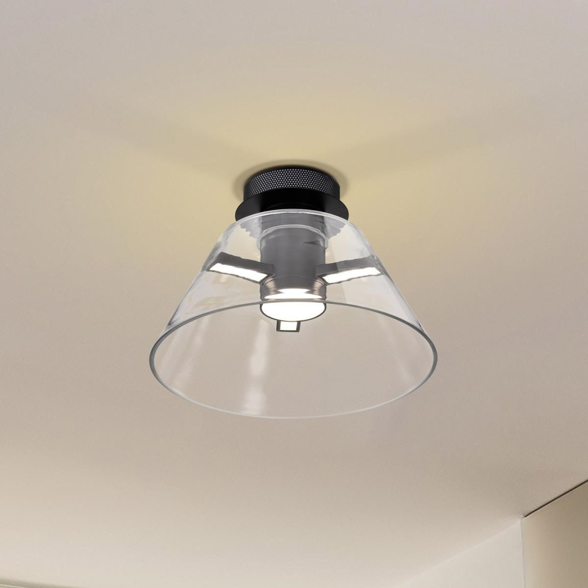 Edmond 14" LED Semi-flush Mount Light, Matte Black Finish - Bees Lighting