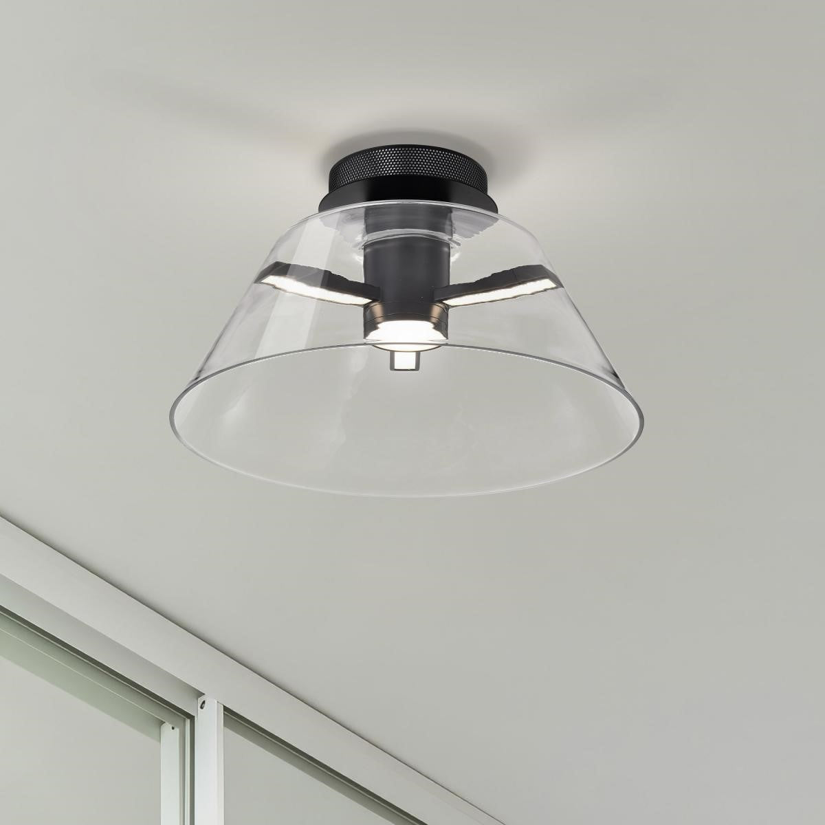 Edmond 17" LED Semi-flush Mount, Matte Black Finish - Bees Lighting