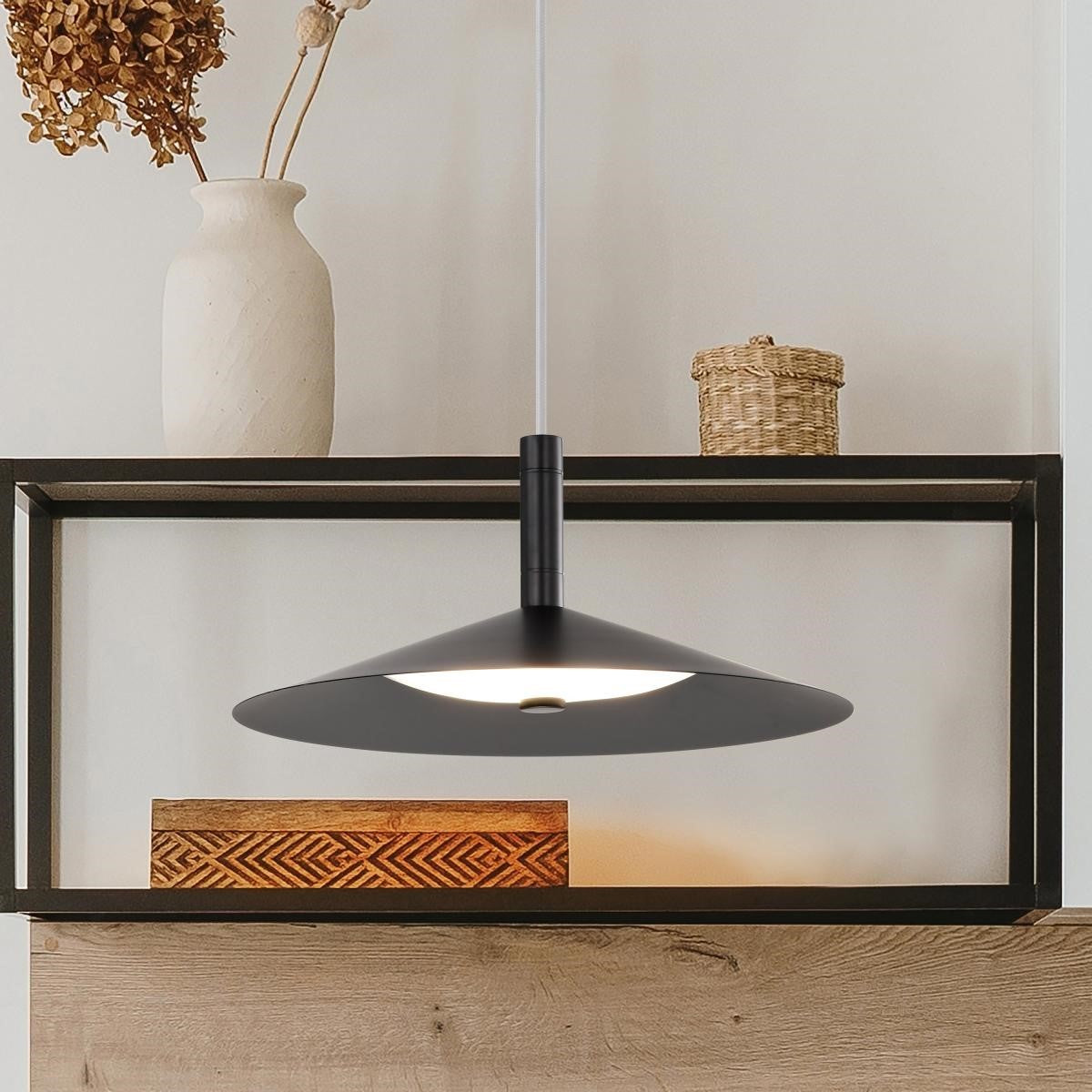 Corrine 14" LED Pendant, Matte Balck Finish - Bees Lighting