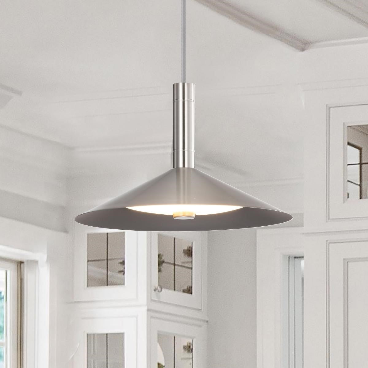 Corrine 10" LED Pendant, Brushed Nickel Finish - Bees Lighting