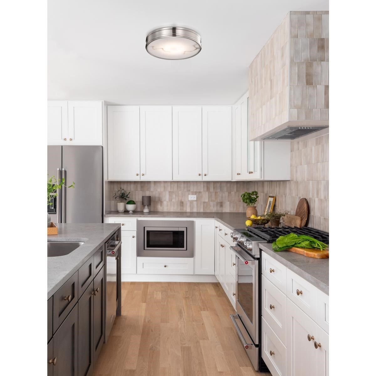 Kendall 14" LED Flush Mount Light, Alabaster Glass - Bees Lighting
