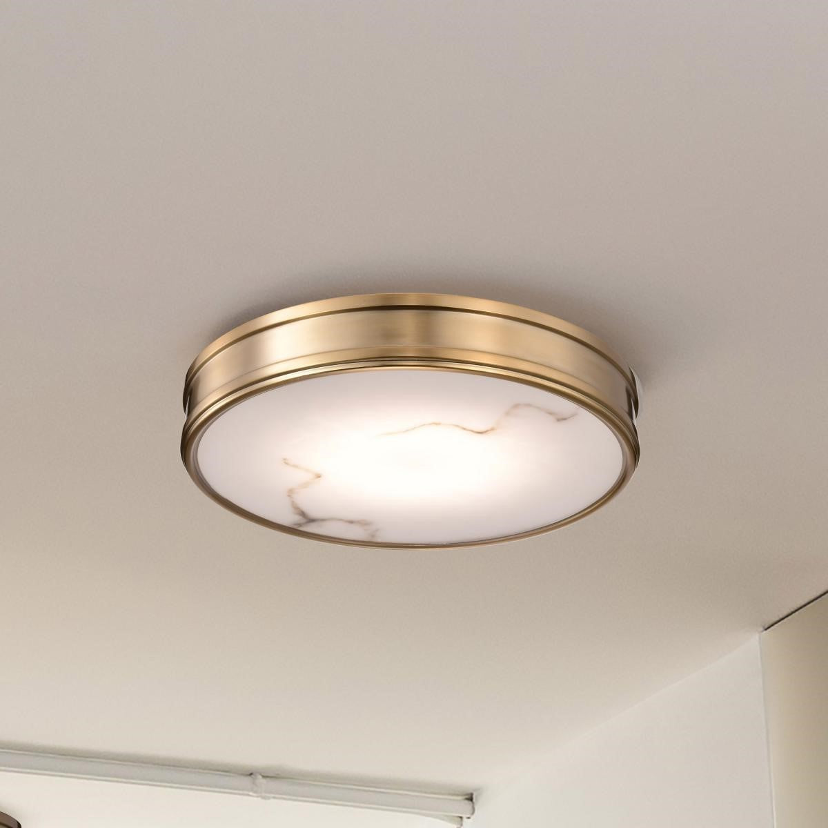 Kendall 14" LED Flush Mount Light, Burnished Brass Finish - Bees Lighting