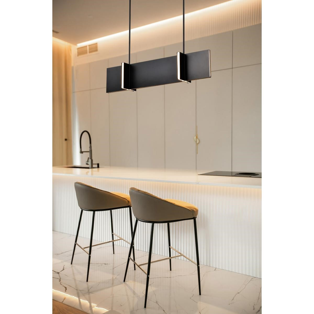 Blaine 37" LED Kitchen Island Pendant, Matte Black Finish - Bees Lighting