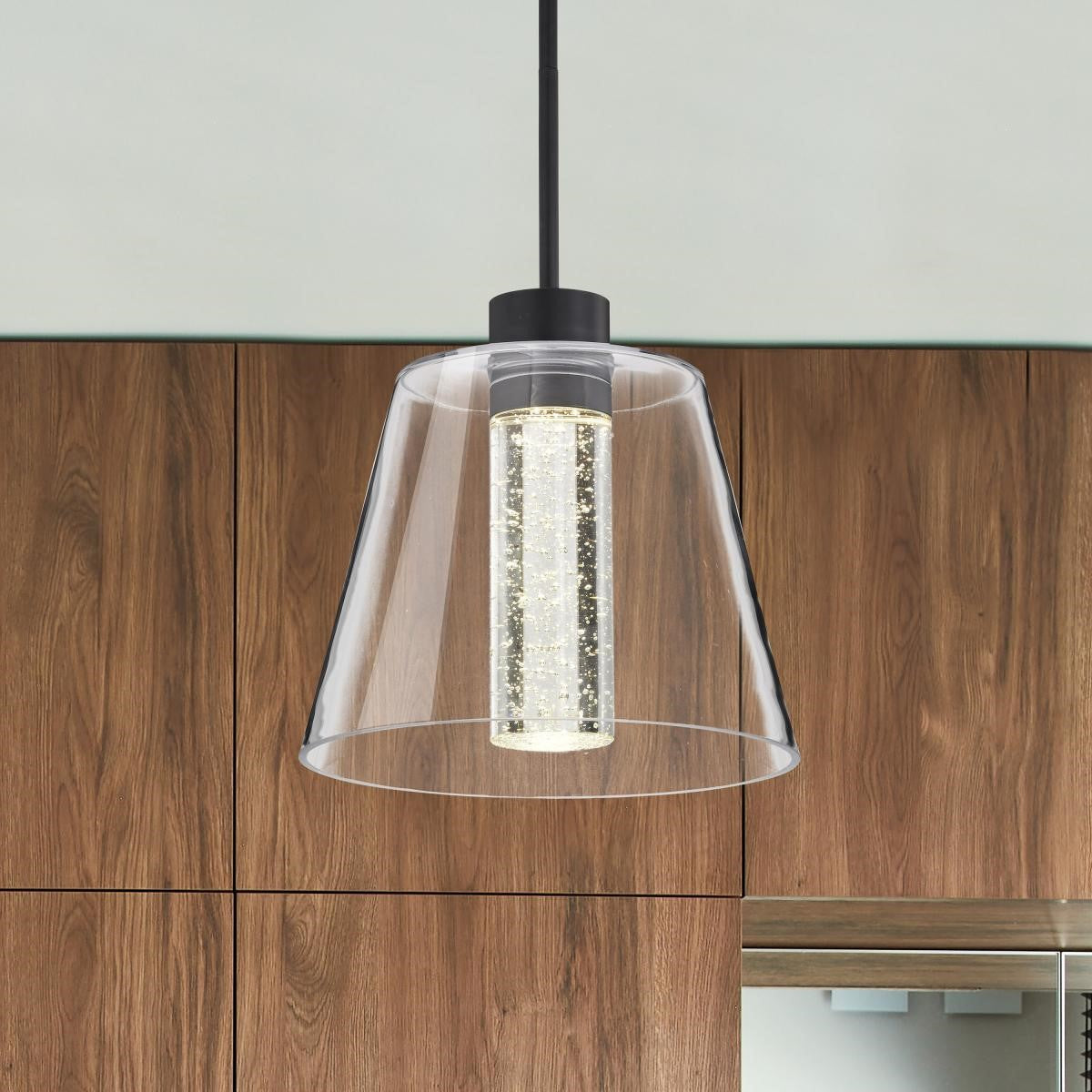 Aura 12" LED Pendant, Matte Black Finish - Bees Lighting