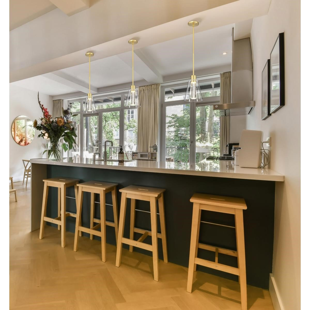 Aura 10" LED Pendant, Brushed Brass Finish - Bees Lighting