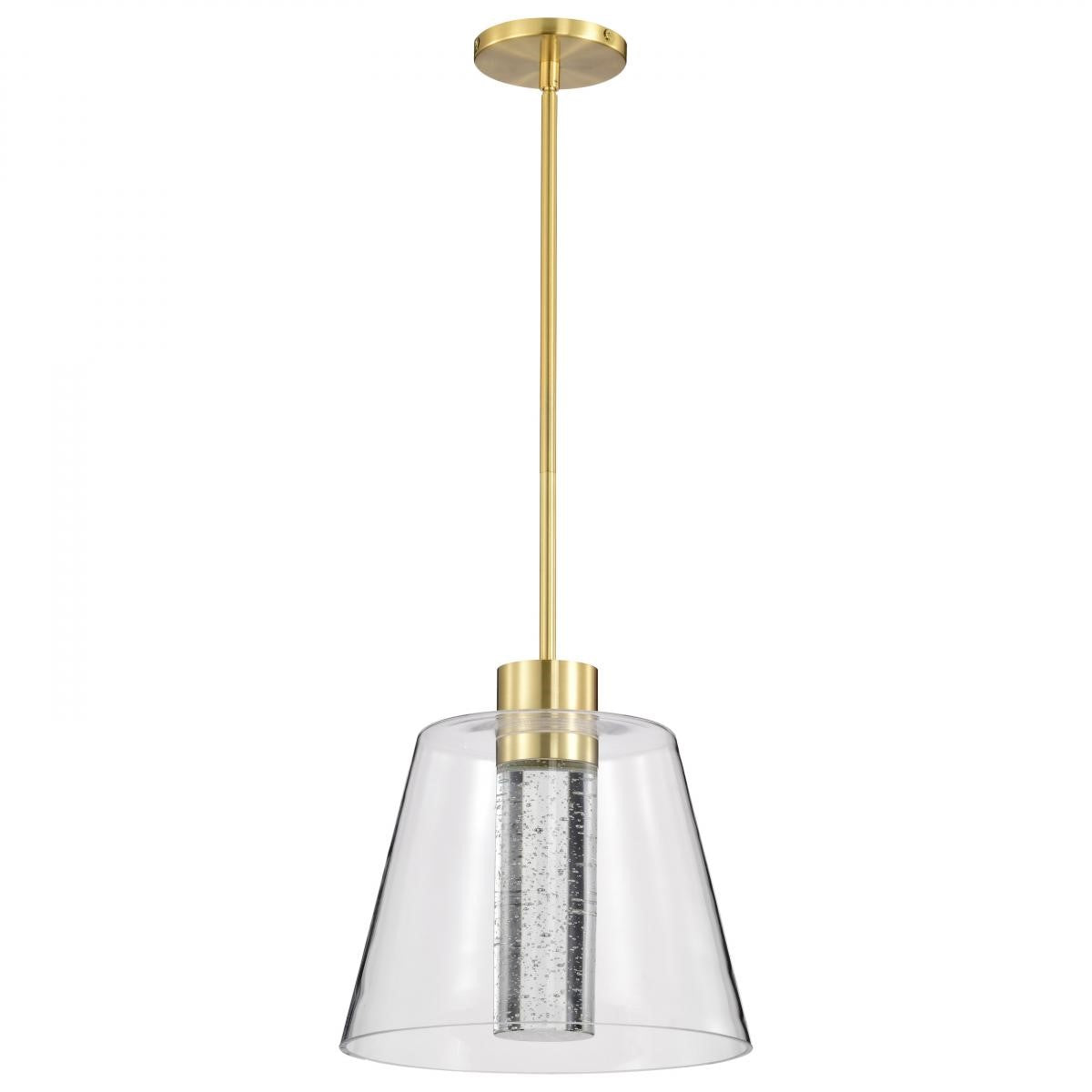 Aura 12" LED Pendant, Brushed Brass Finish - Bees Lighting