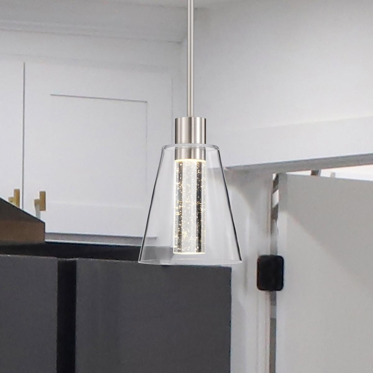 Aura 10" LED Pendant, Brushed Nickel Finish - Bees Lighting