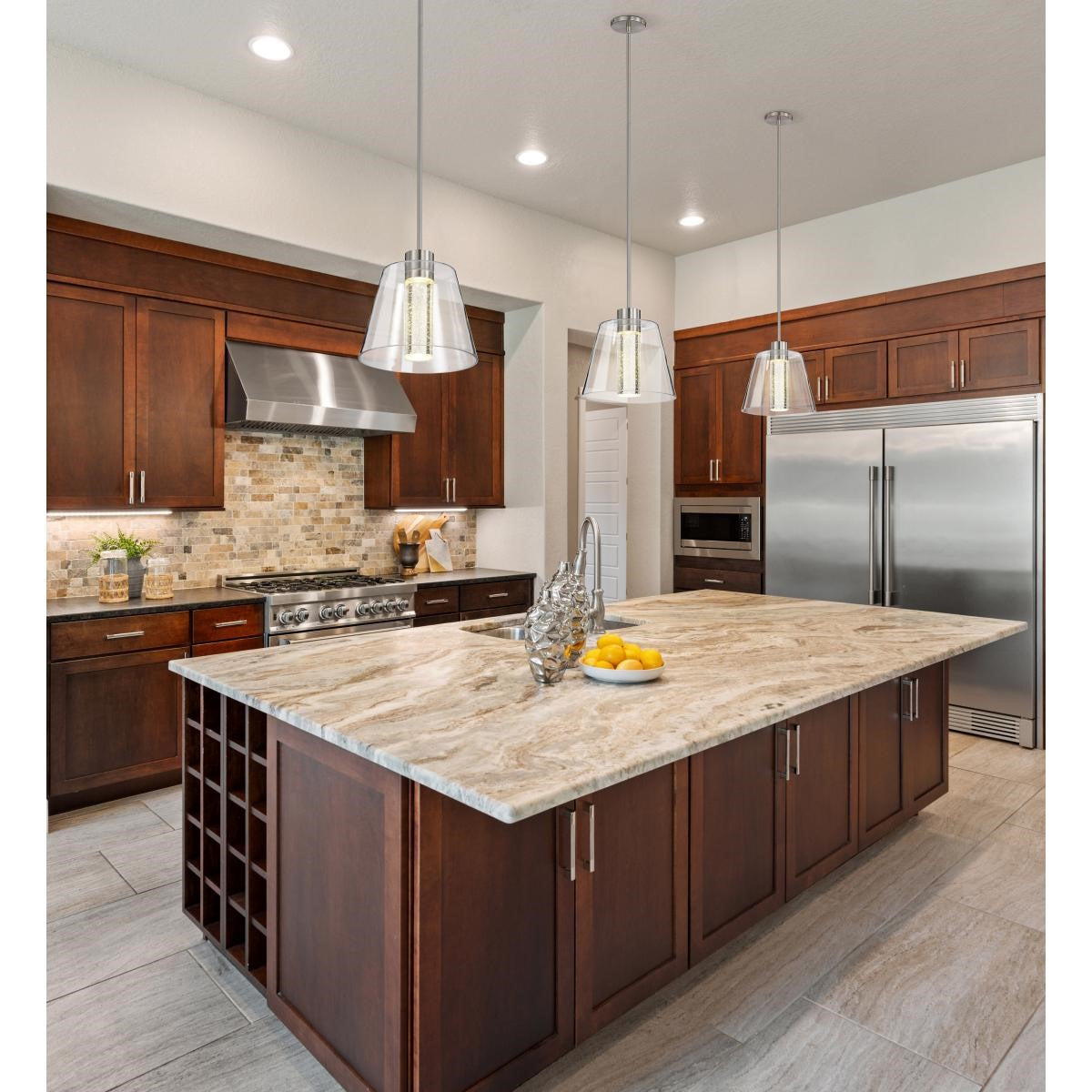 Aura 12" LED Pendant Light, Brushed Nickel Finish - Bees Lighting