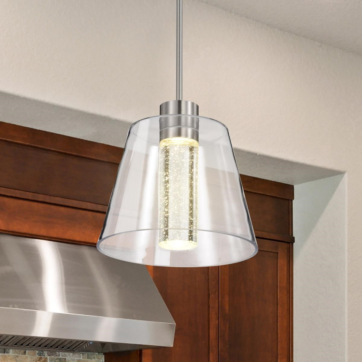Aura 12" LED Pendant Light, Brushed Nickel Finish - Bees Lighting