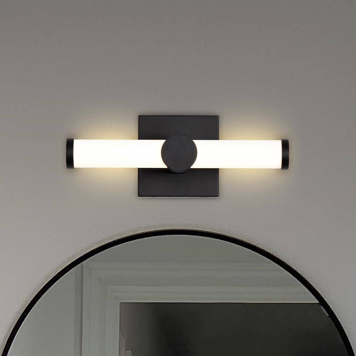Bowman 12" LED Bathroom Vanity Light, Matte Black Finish - Bees Lighting