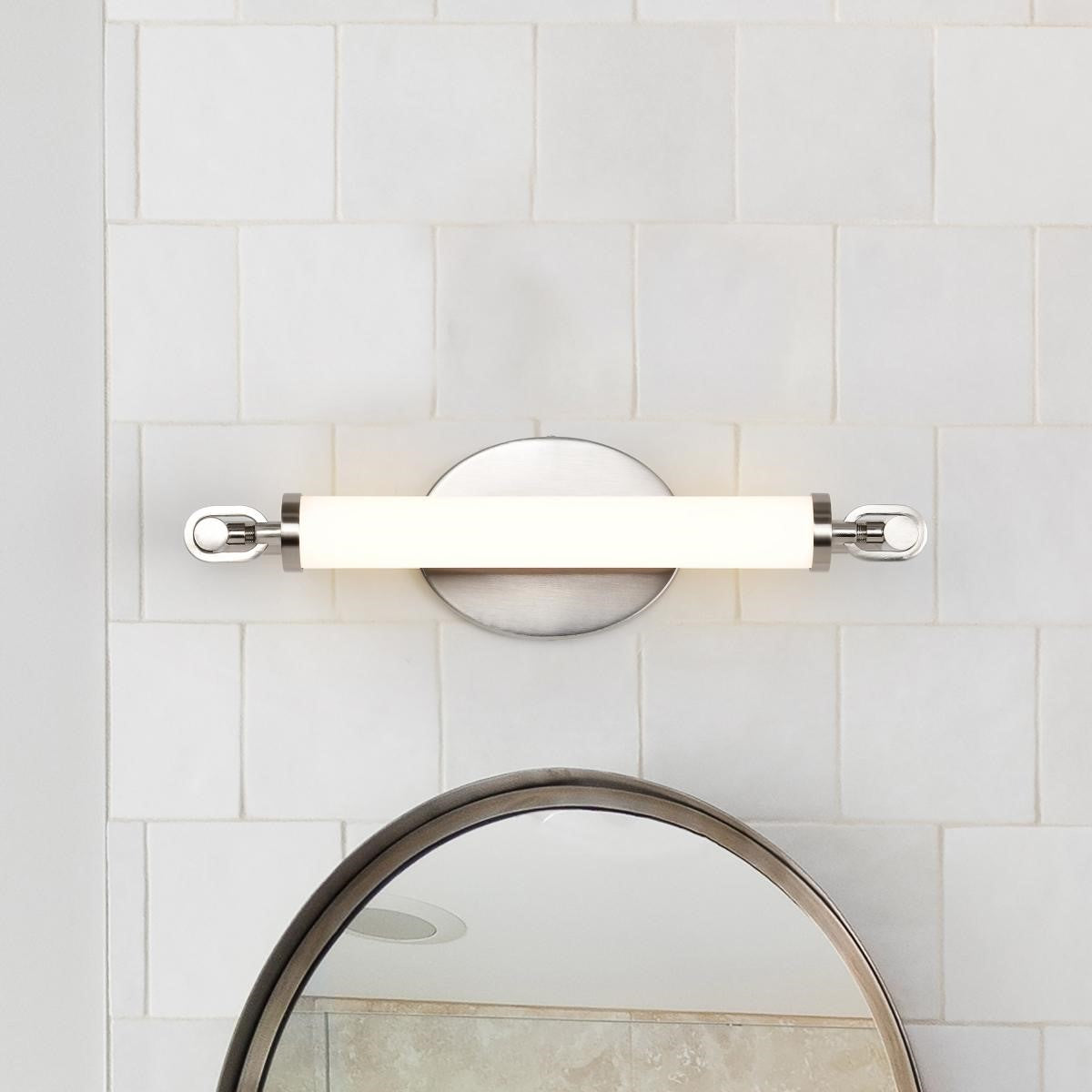 Edgeworth 16" LED Bathroom Vanity Light, Brushed Nickel Finish - Bees Lighting