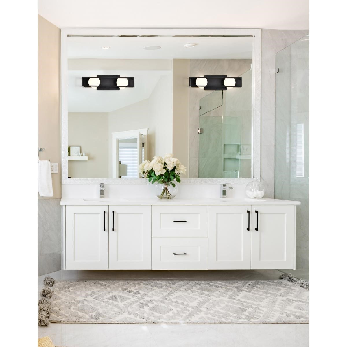 Jenkins 16" 2 Lights LED Bathroom Vanity Light, Matte Black Finish - Bees Lighting